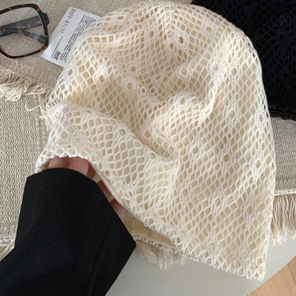 Sweet Hollow Knitted Hat Breathable Thin n Lace Hat Retro Atmosphere Cold Hat Head 250321