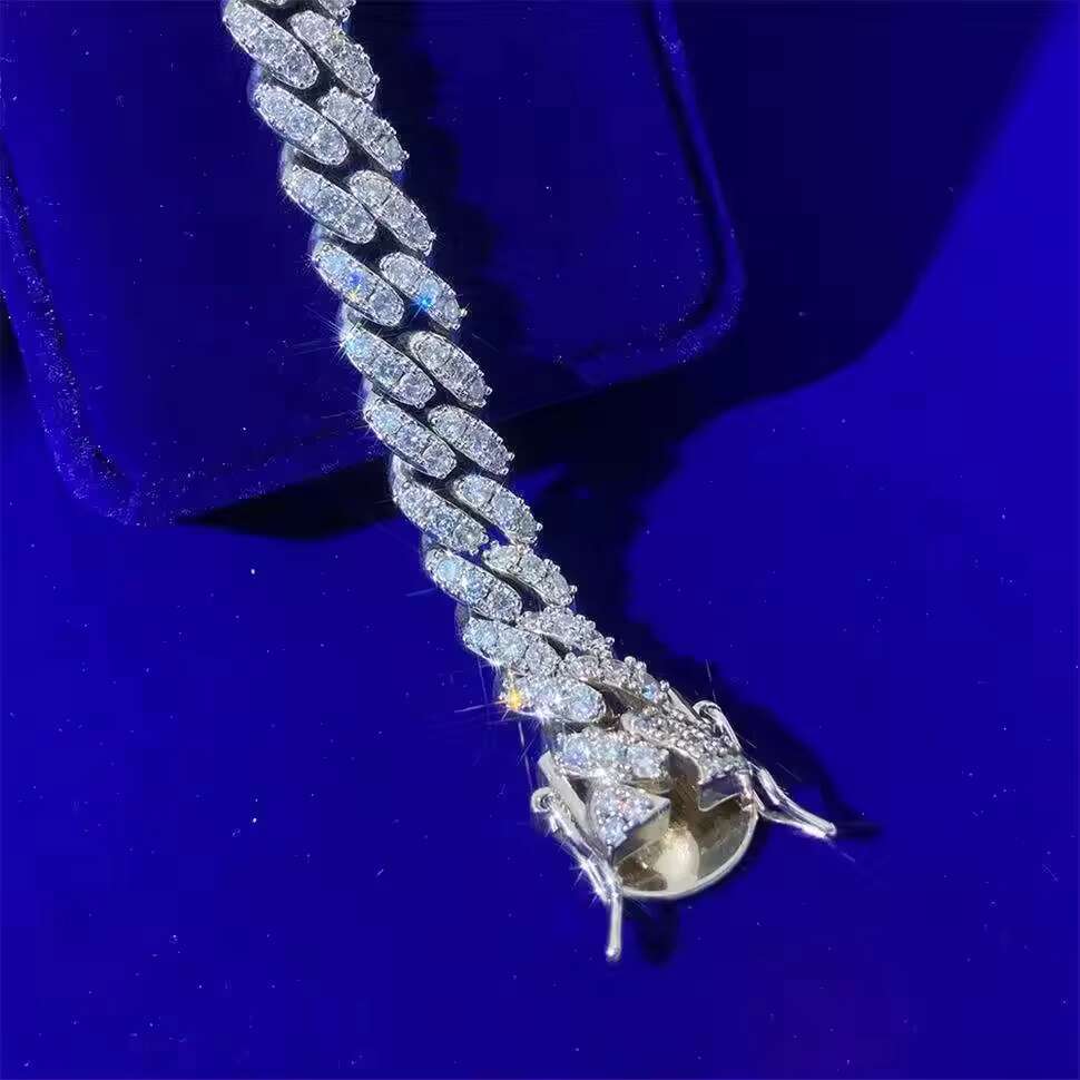 Fashion Jewelry Hip Hop Bangle Iced Out Full Zircon Brass Cuban Chain Link Men Bracelet for Man