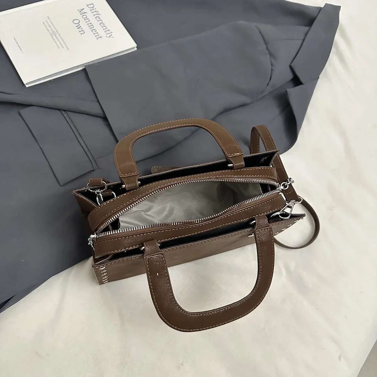 LEFTSIDE Studded Design Small PU Leather Square Shoulder Bags For Women 2024 Y2k Fashion Trend Underarm Bag Female Handbags