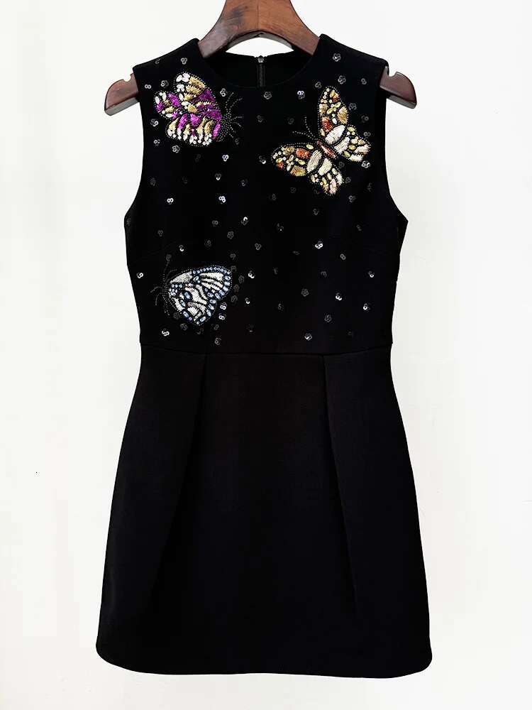 HIGH STREET Newest 2025 Fashion Stylish Designer Women's Dias Colors Sequined Sleeveless Tank Dress