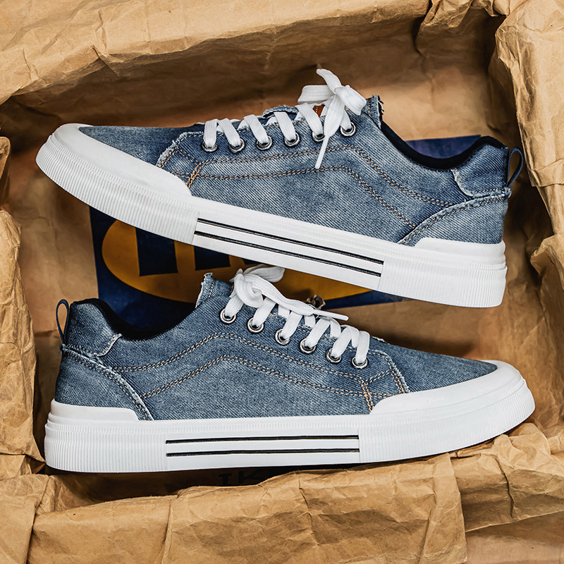 Designer Shoes Personalized Spring And Autumn New Korean Version Fashionable Plus Size Low Top Men's Sports Shoes Casual Denim Single Multifuncti