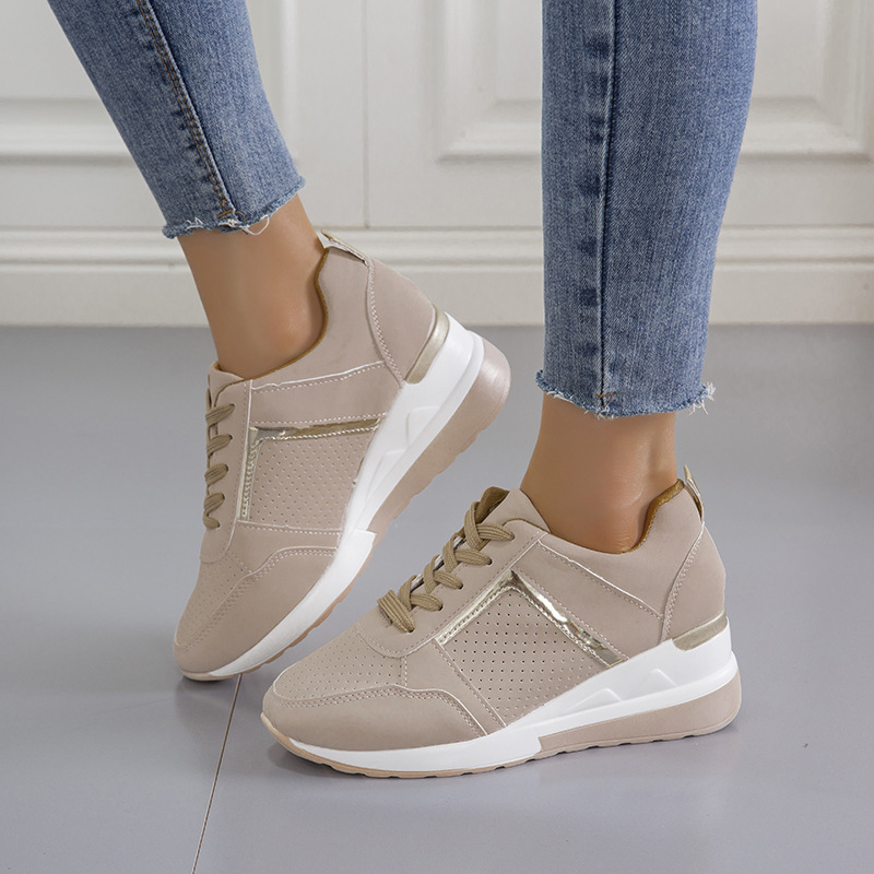 Light Luxury Designer Shoes 2025 Summer New Multi Functional Board Shoes Thick Bottom Slope Heel Casual Sports Mesh Women's Single Shoes Size 43 