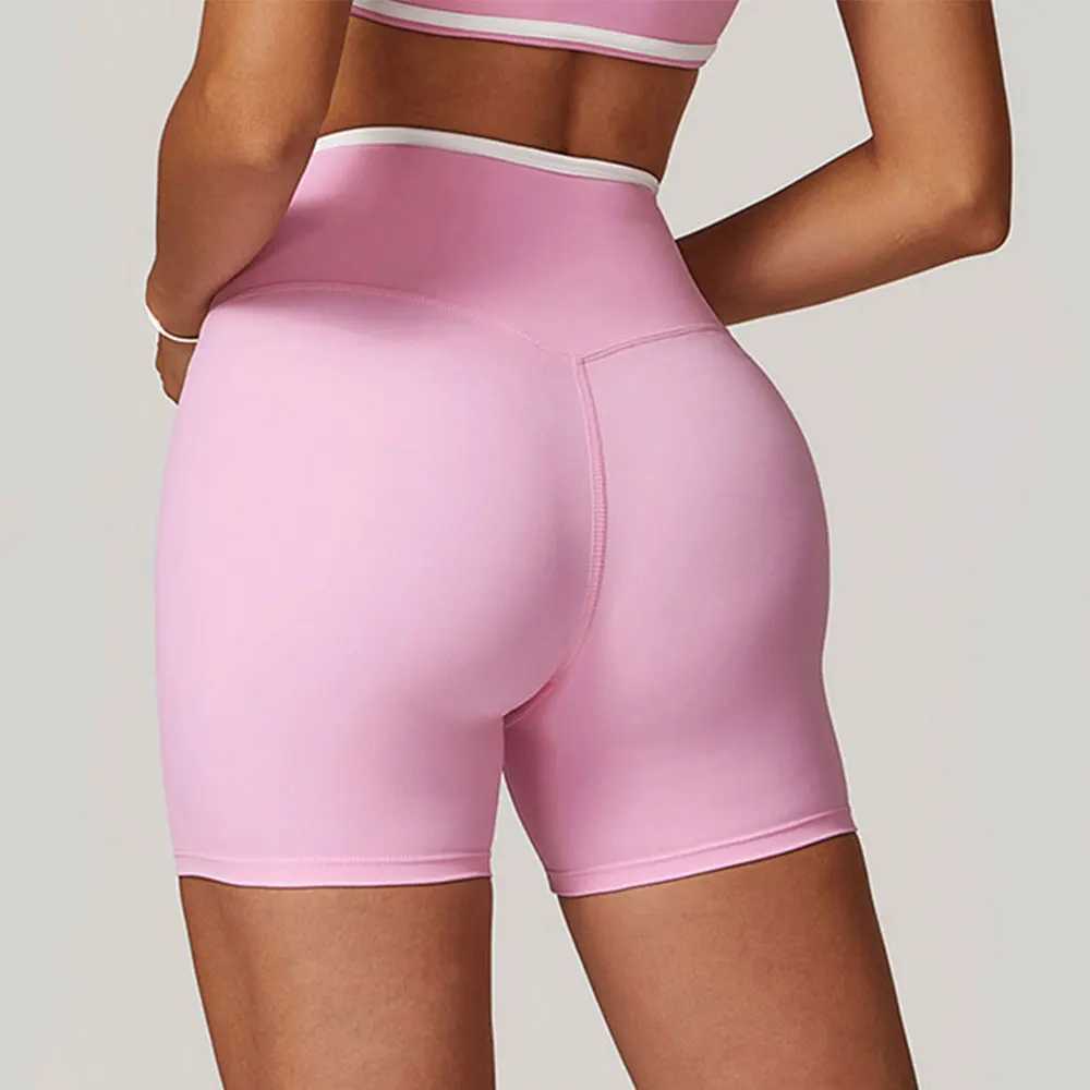 Yoga shorts womens fitness shorts V-shaped waist running bike shorts breathable sports legs high waist fitness shorts W250326