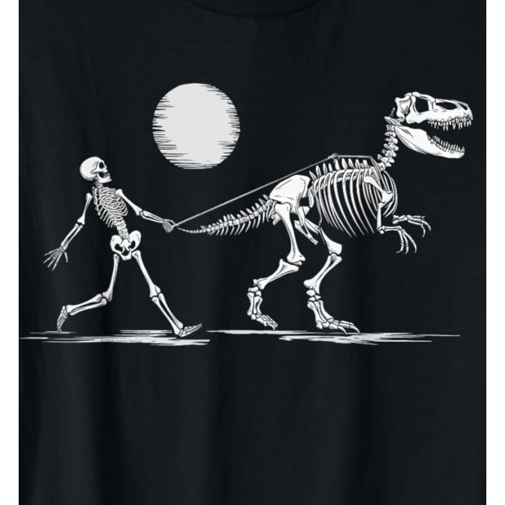 T shirt for Mens Funny Skeleton T-Rex Boys Girls Skeleton Walking a Dinosaur Graphic Tee Casual Tops Clothes Short sleeve