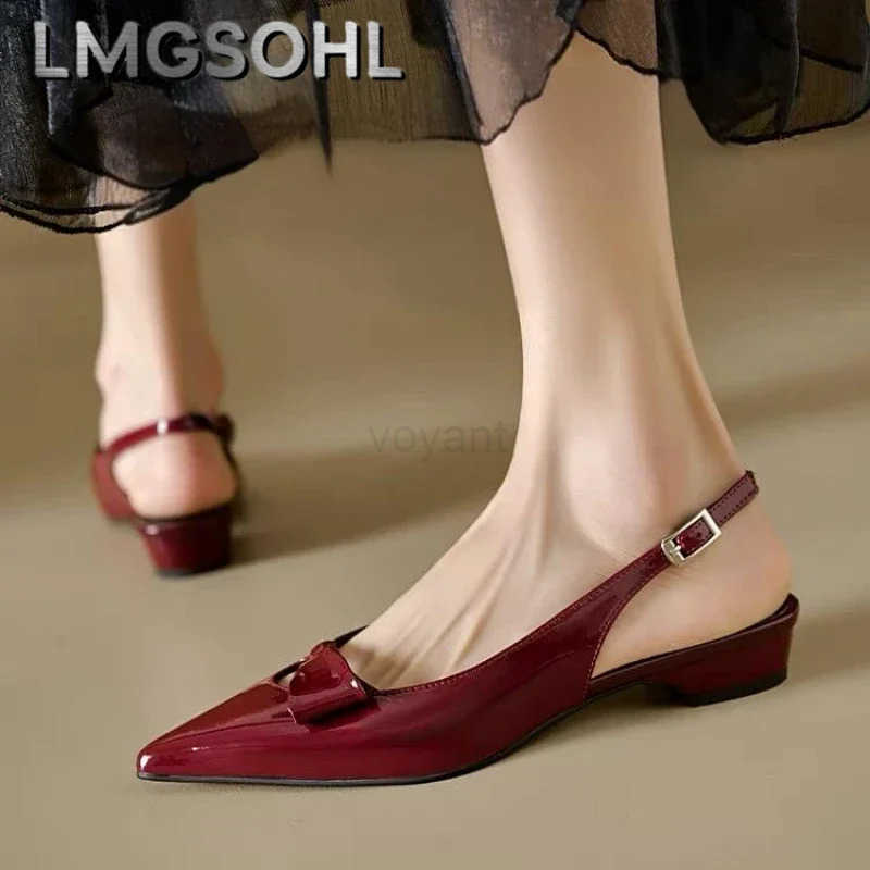 Pointed Toe Wan Slingback Sandals Summer Flats Slippers Elegant Dress Shoes 2025 New Fashion Buckle Casual Marie Janes Shoes Z250326