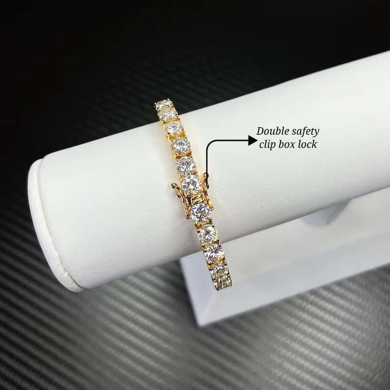 Hiphop VVS Moissanite Chain 925 Sterling Silver Sparkling 5mm Iced Out VVS Moissanite Tennis Chain