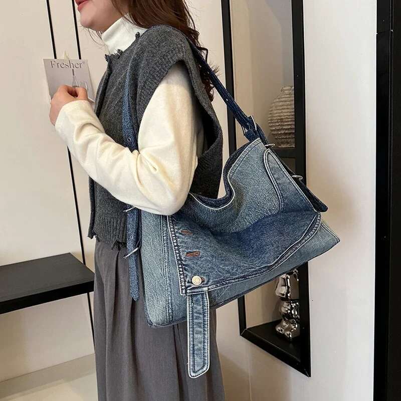 Denim Women New Fashion Casual Shoulder Bag Designer Large Capacity Tote Bag Female Handbags Class Commuting Crossbody Bags