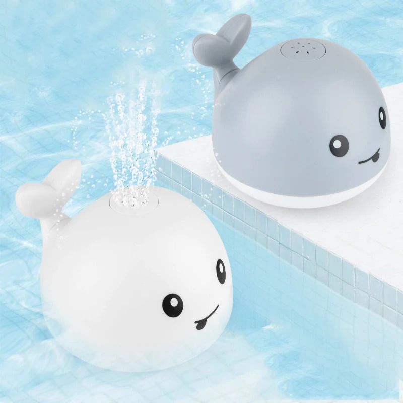 Electric Cartoon Whale Flashing Ball Water Squirting Sprinkler Baby Bath Toy Automatic Squirting Water Baby Bath Toy 250326