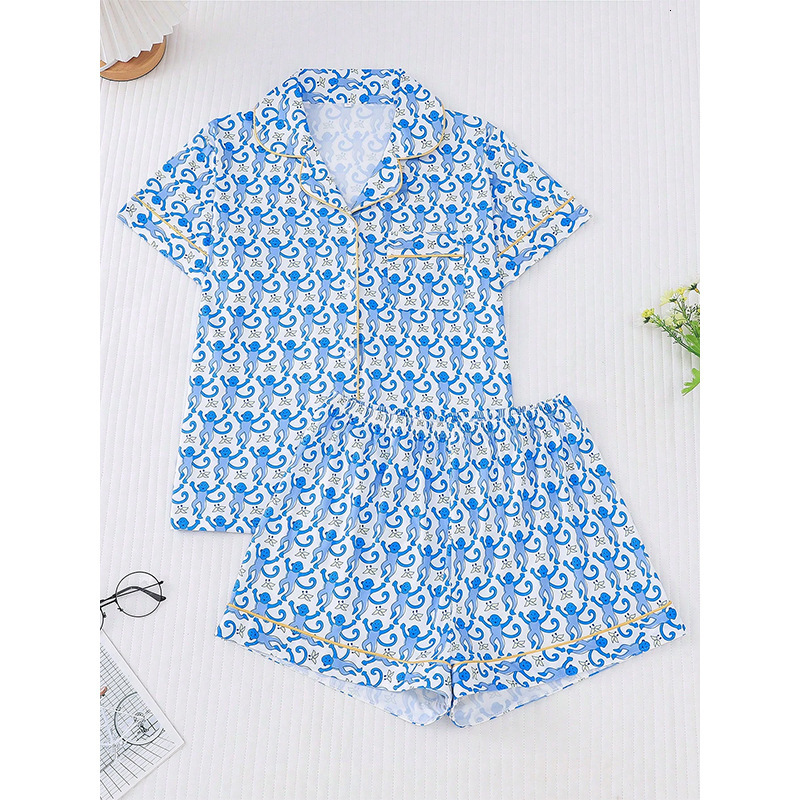 Short sleeved shorts pajama set for summer women, breathable comfortable home wear, hot selling and fashionable