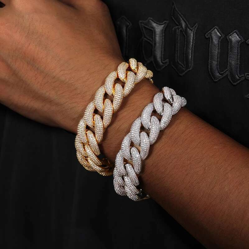 TUHE Unisex High Quality Multi-row Moissanite Stone VVS1 Moissanite Cuban Chain Necklace 925 Silver For Men Hip Hop Jewelry
