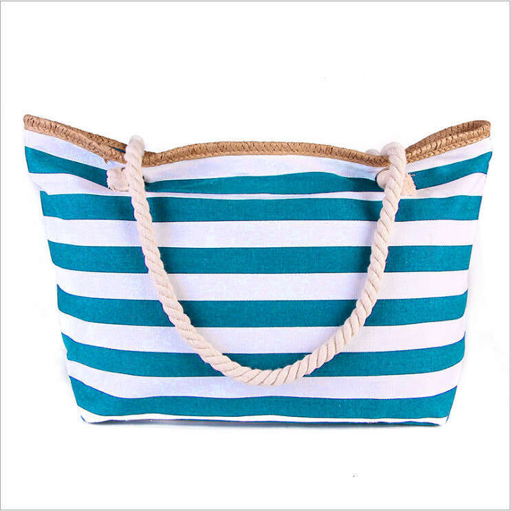 Canvas handbag 2024 striped forest women's shopping eco-friendly beach bag