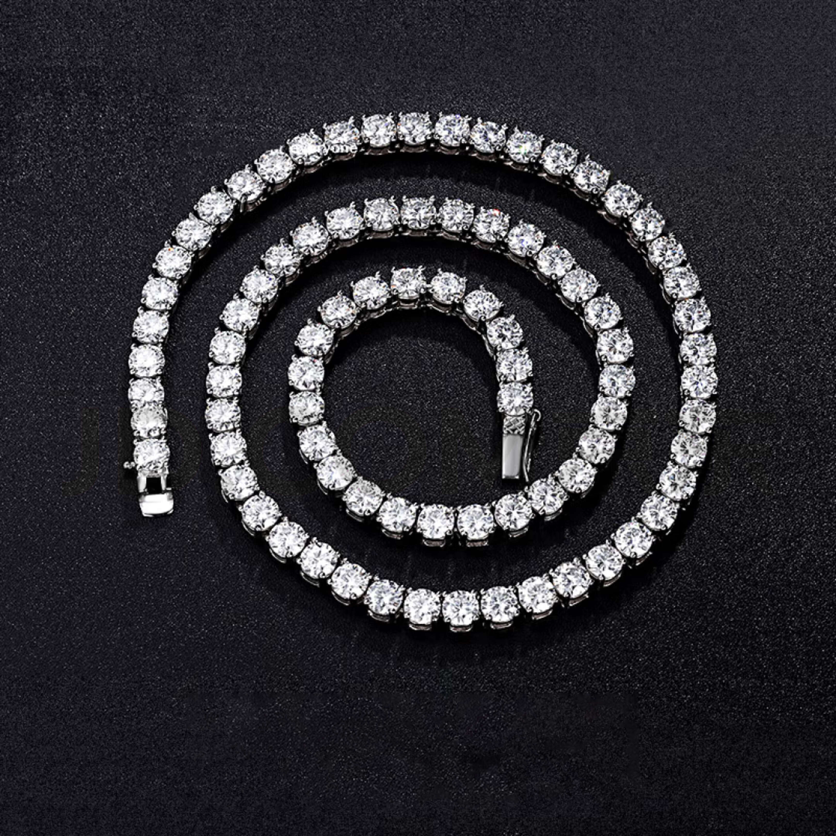 Moissanite Diamond Chain Gold Plated Silver 925 Necklace Chain 2mm 3mm 4mm Round Cut High Quality Moissanite Necklace