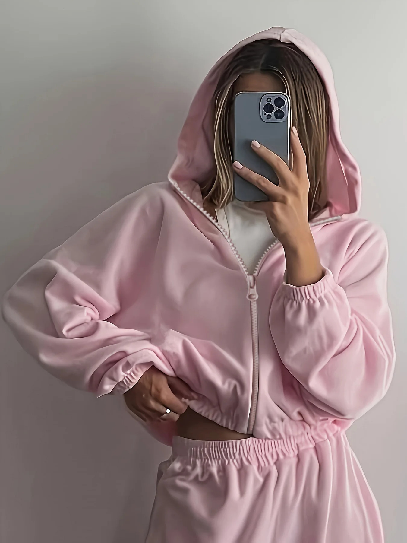 JHJN Womens 2-piece Solid Dress Autumn Fashion Hoodie Sportswear Top and Pants Set Street Clothing Sportswear Womens Set 250321