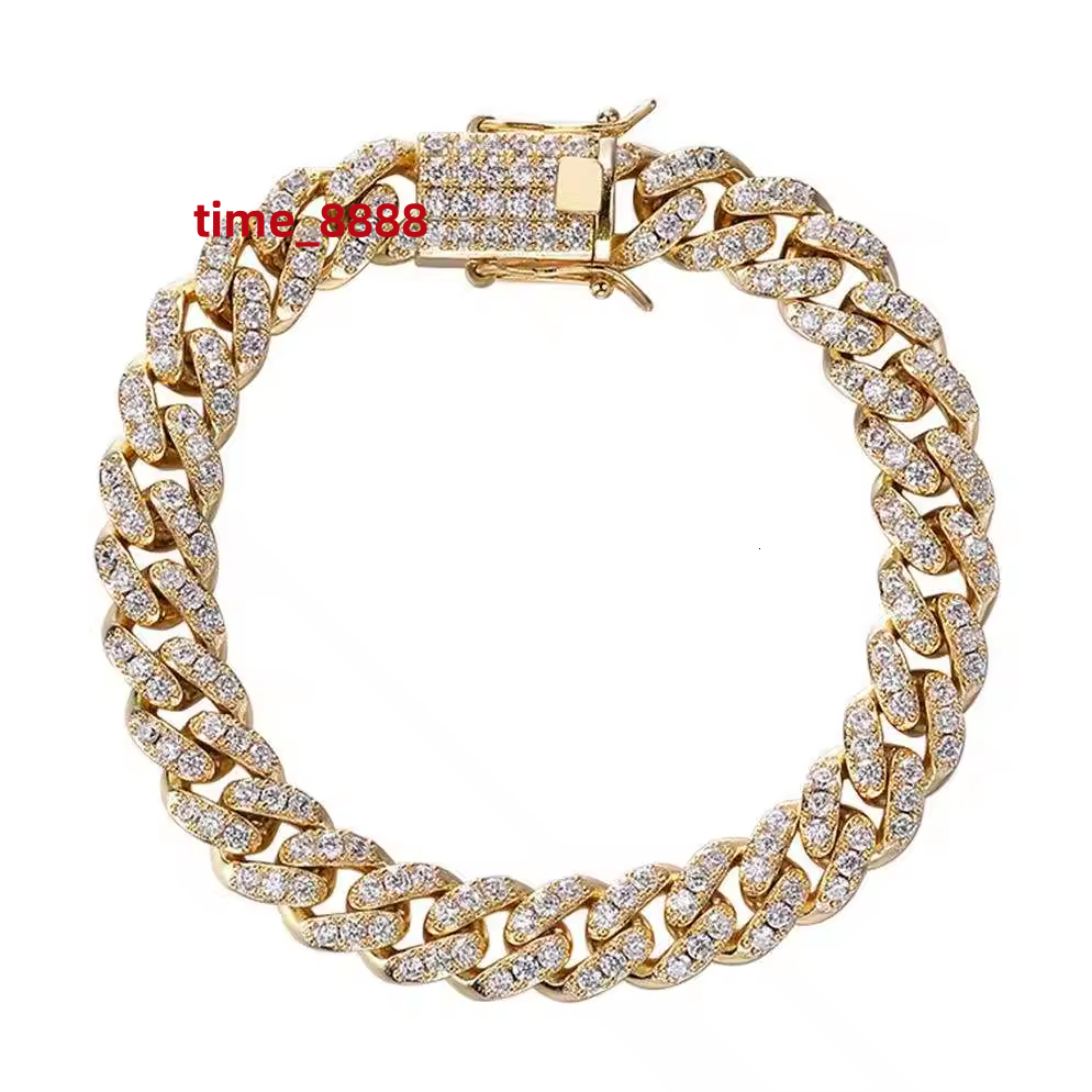 Fashion Jewelry Hip Hop Bangle Iced Out Full Zircon Brass Cuban Chain Link Men Bracelet for Man