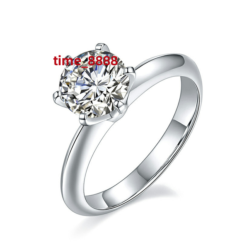 Luxury 925 Sterling Silver Moissanite Diamond Rings 2ct Round VVS D Color GRA Wedding Engagement Rings Gift