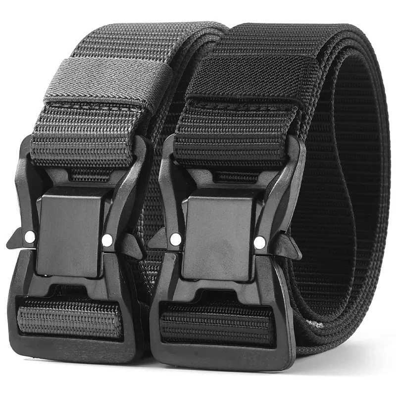 Plus Large Size 125 140 160 180cm Mens Belt Canvas Multi functional Tactical Quick Release Magnetic Alloy Buckle W250326