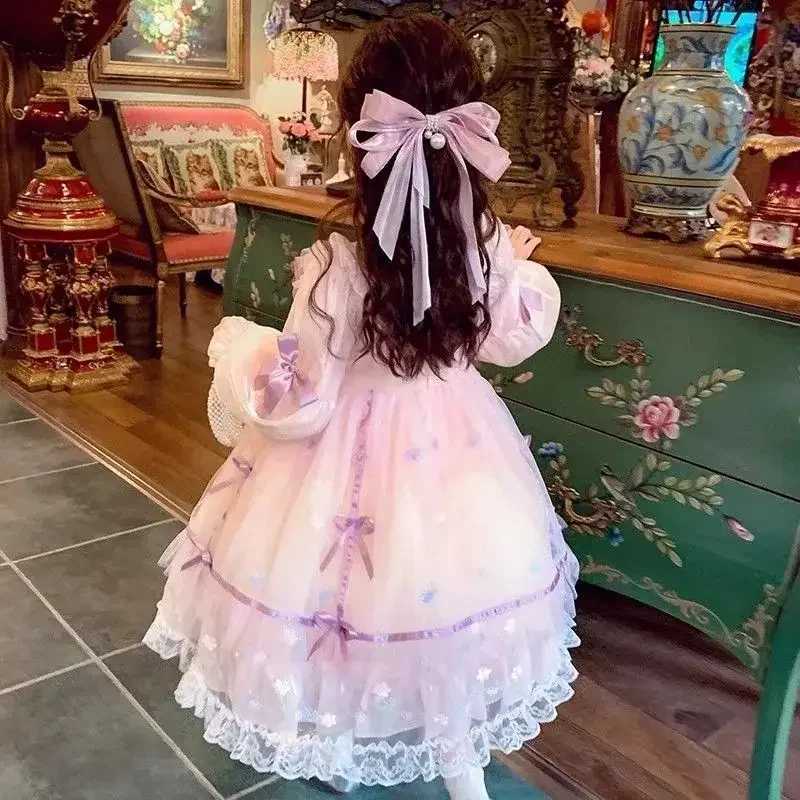 Girls casual dress princess dress bow fluffy sleeves girls clothing girls wedding dress princess dress W250326