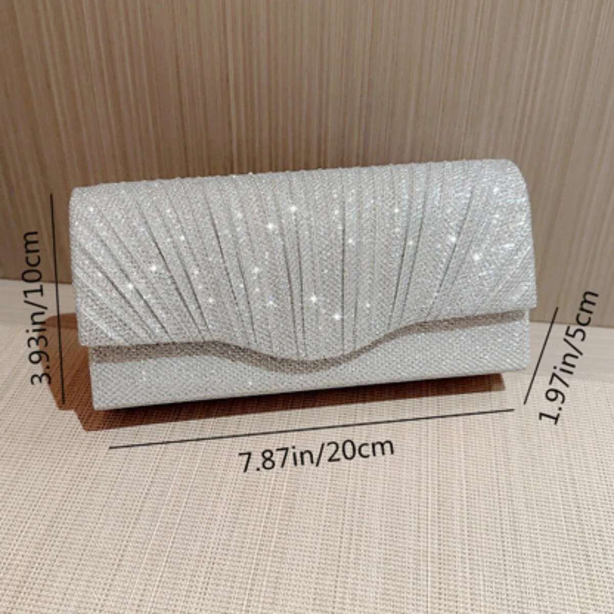 Ladies Glitter Sier Clutch Envelope Evening Bag Fashion Elegant Long Purse Women Chain Shoulder Bags Wedding Party Handbag