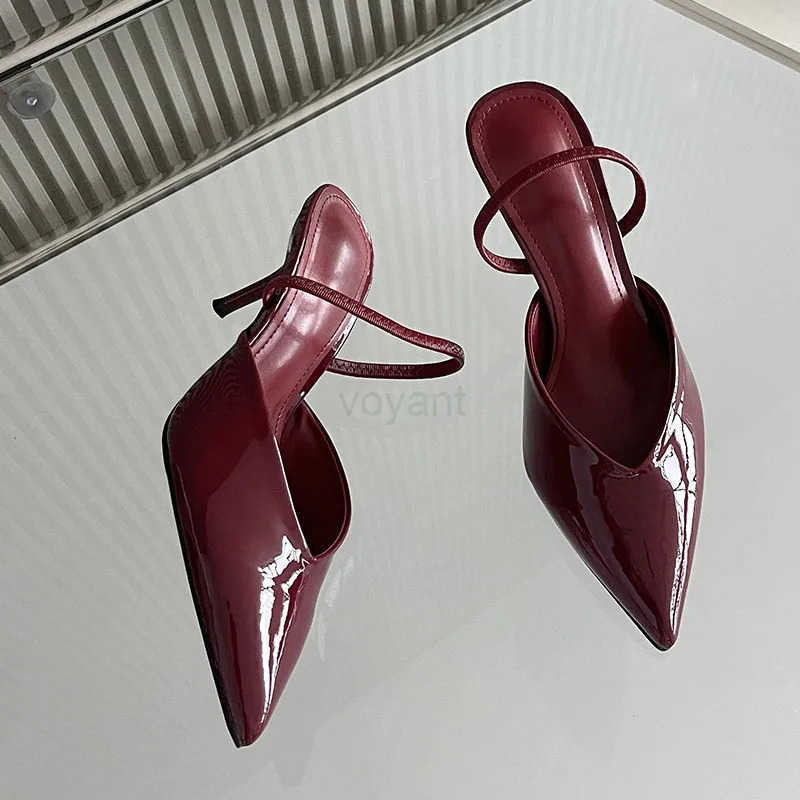 Footwear Shallow Ladies Heeled Sandals Shoes Fashion Pointed Toe Wen Medium H Sandals Shoes Fem Slides Big Size 43 Z250326