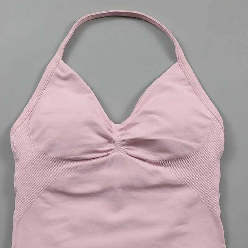 Impact long line shoulder strap womens seamless yoga vest top pleated backless gym clothing sleeveless sweatshirt W250326