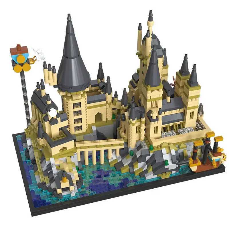 Micro M2050 Magic World Medieval Castle Moc Building Brick Model Assembly Hogwarts Blocks CHIldrens Gift ToysXJ250326