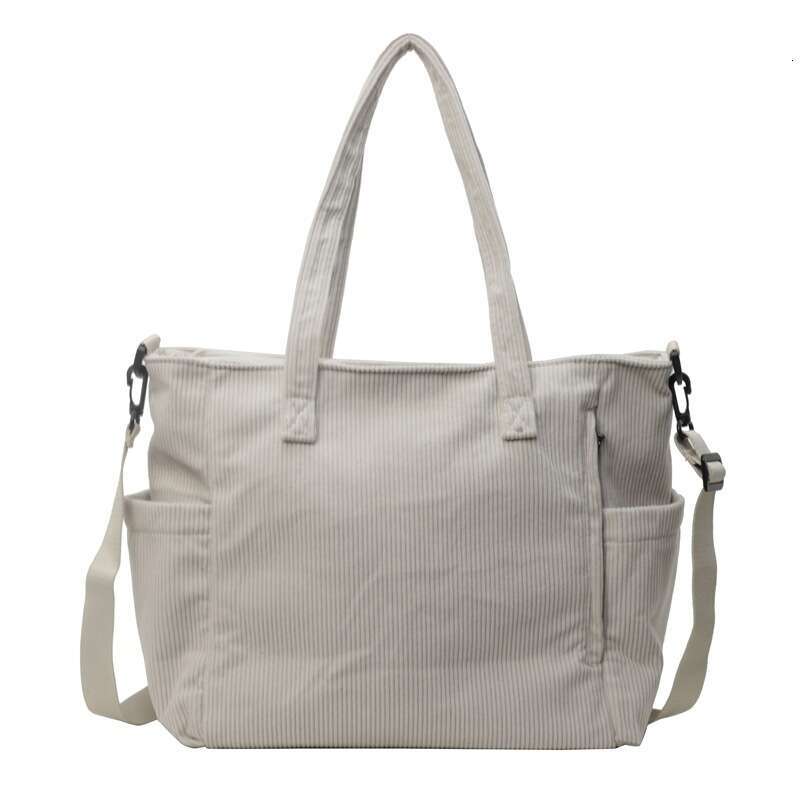 9e New corduroy tote for women's commuting, large capacity student class, single shoulder handbag, minimalist work crossbody bag
