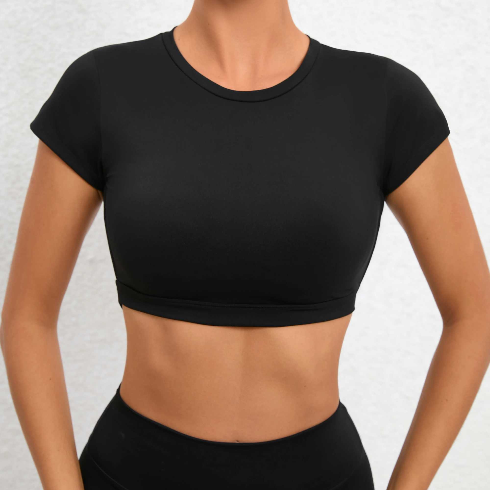 Sports muscle back T-shirt without padding womens non padded sports shirt fitness training yoga T-shirt outdoor open back top W250326