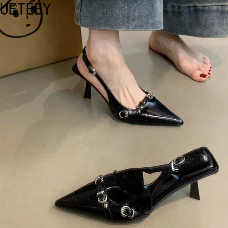 2025 Summer Pointed Toe Wen Sandals Fashion Shallow Singbacks Shoes Ladies Dancing Par Pumps Z250326