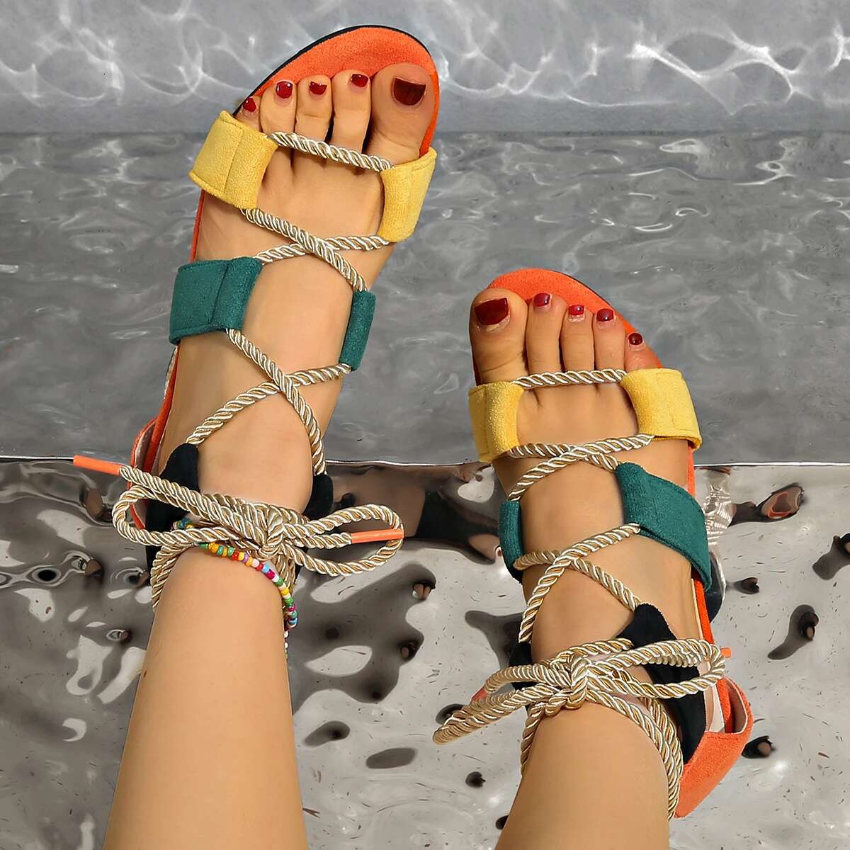 2025 New Summer Thick soled Shoes Designer Fashion High Heel Sandals Ankle Lace Sexy Open toed High Heels Women