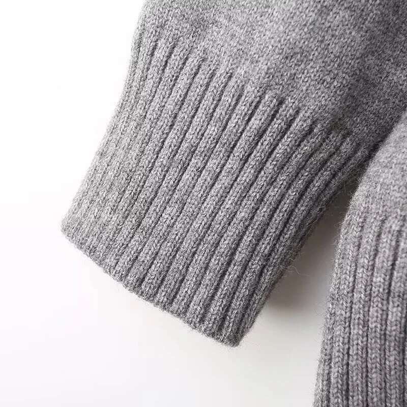 New Launch Women's Dark Ggay Knit Hoodie Unisex Style Winter Thick Pocket Tops Oversize Sweatshirts