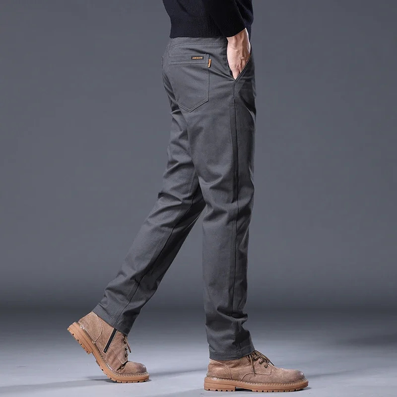 Autumn 97 pure cotton mens pants Korean fashion slim straight three person soft and comfortable elastic casual solid color 250326