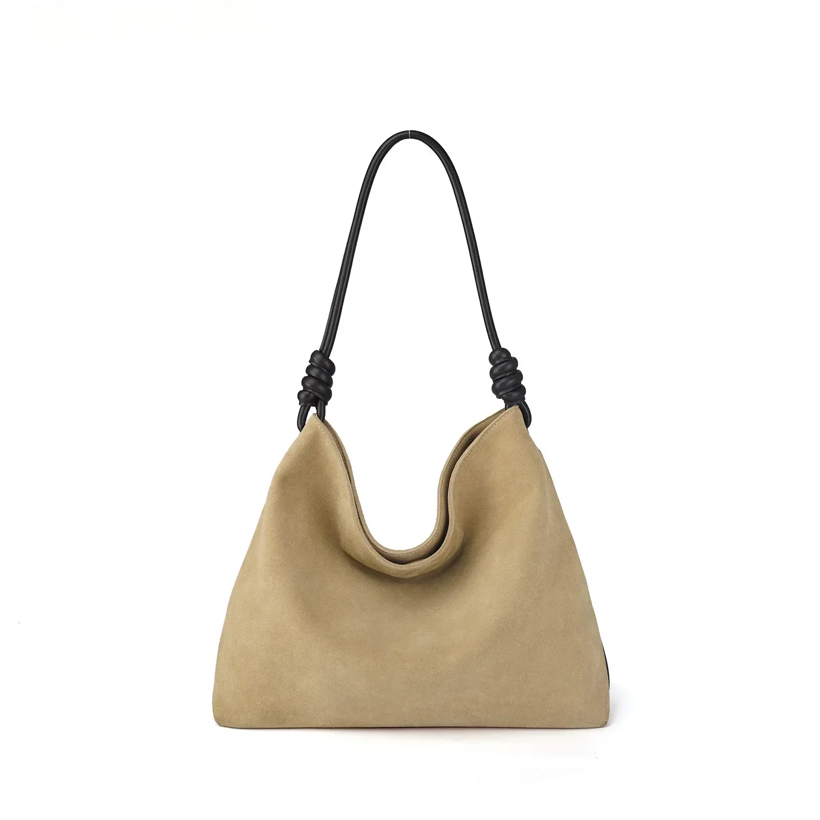 All-Match Chamois Matte Suede Cowhide Leather Tote Large Capacity Designer Maillard Dressing Coffee Winter Ladies Handbag