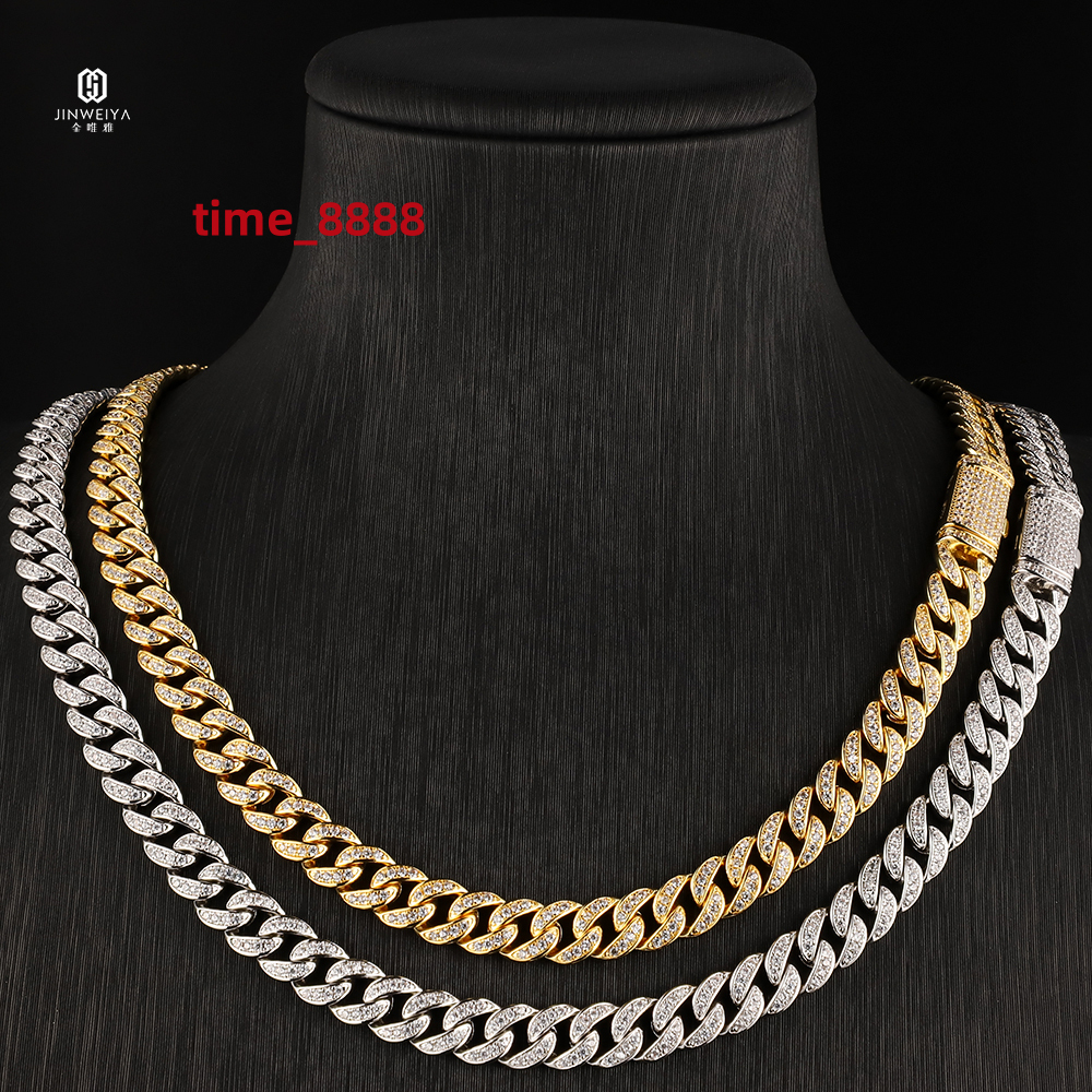 Mens S925 Sterling Silver Cuban Necklace - Gold/Silver Plated with Moissanite Diamond-Tested Quality Customizable Chain