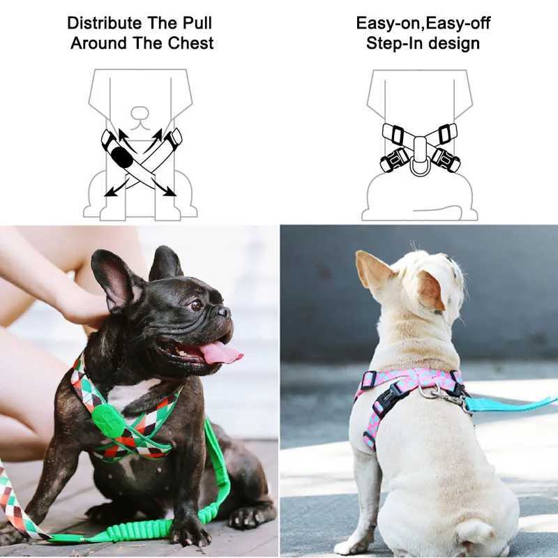 Stepped dog harness heavy-duty comfortable patterned fashionable harness suitable for small and large dog training outdoor running and non suffocating