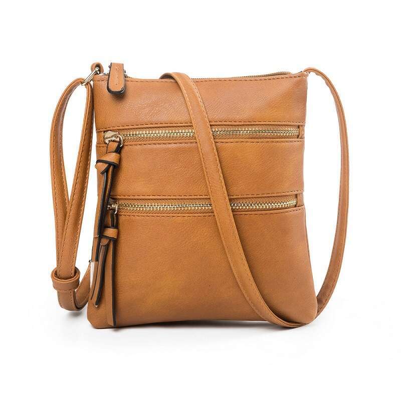 Hot selling casual multifunctional pocket with double zipper vertical women's shoulder bag, crossbody bag