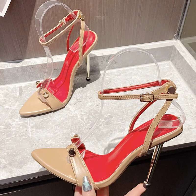 Eilyken Summer Rivet Design Buckle Strap Women Sandals Sexy Open Toe Wedding Stripper Heels Shoes atos De Mujer