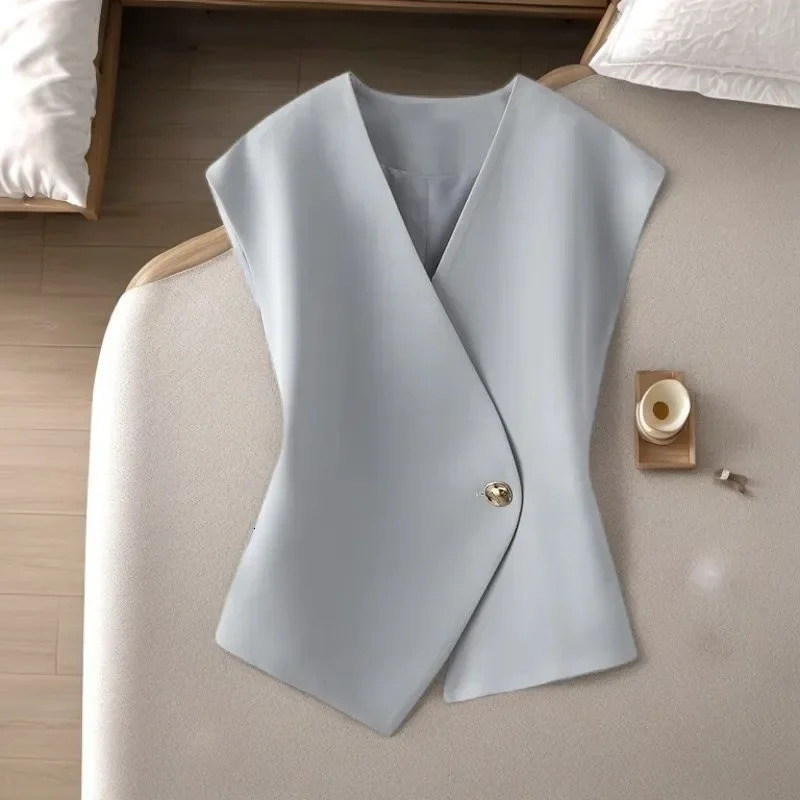 Slim Fit Unisex Vest Outerwear Spring Autumn Fashionable Versatile Suit Style Irregular Small Size Friendly Clothing 250320
