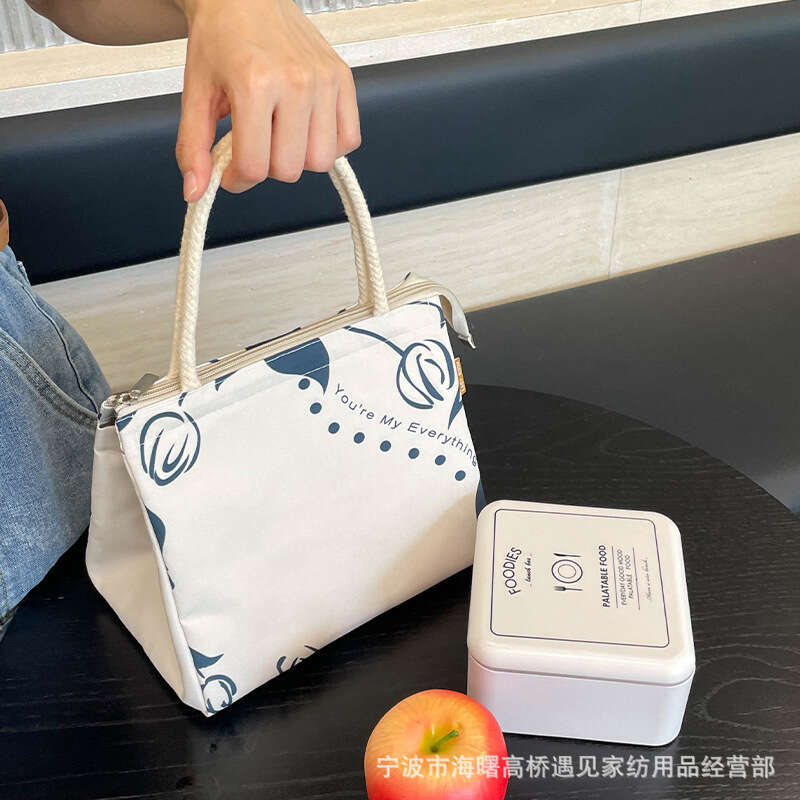 Large portable insulated box office worker, student, picnic canvas lunch bag, camping bag