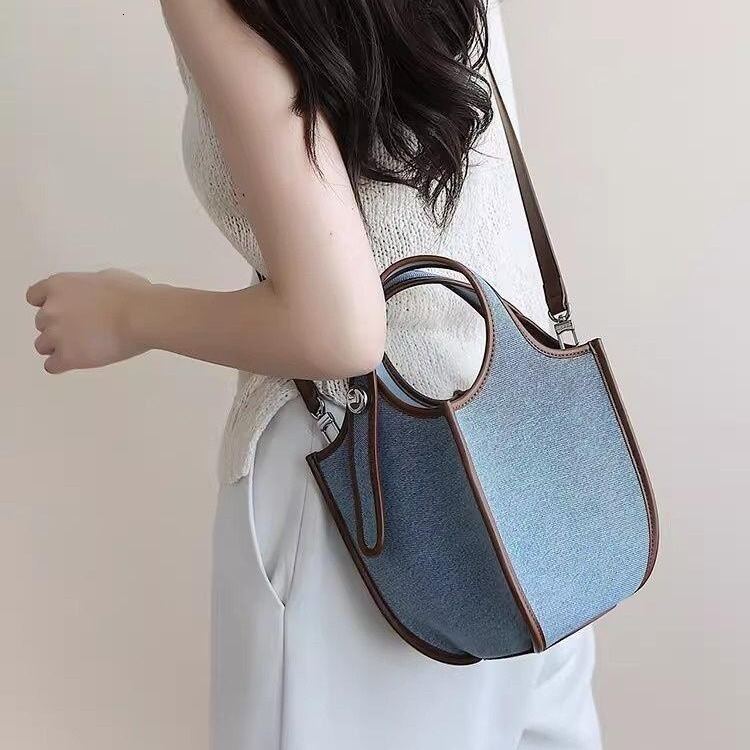 2025S Fashion Designer Ladies New Niche Denim Hand Held Vegetable Basket Bag High End And Fashionable One Shoulder Crossbody Bucket Bag