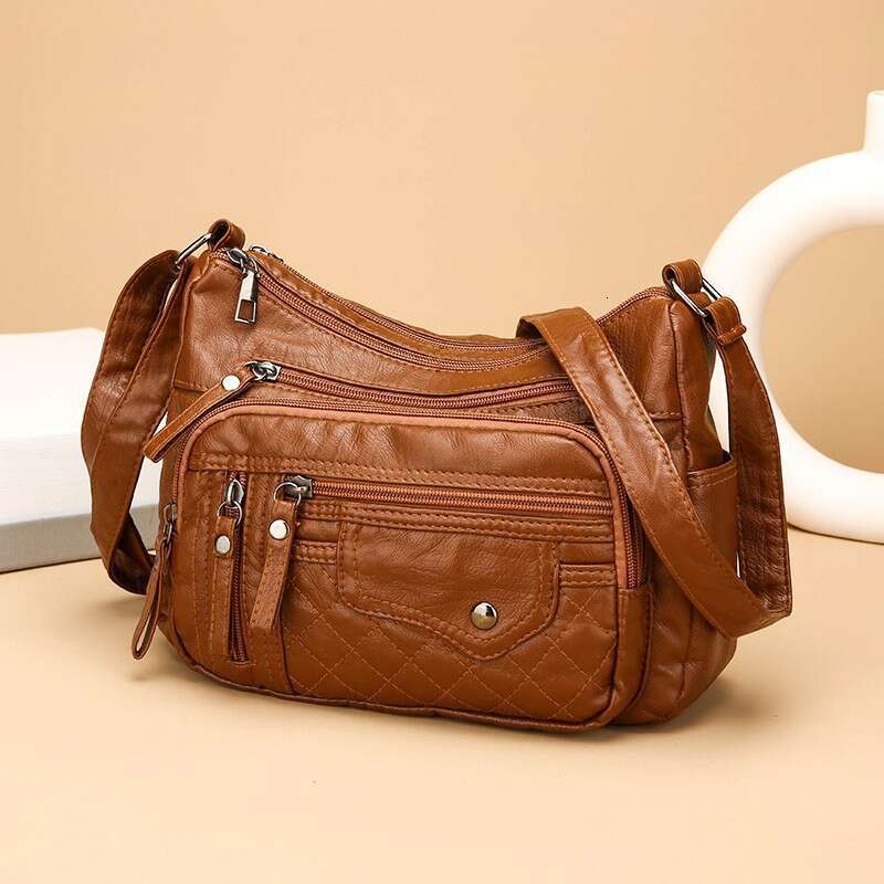 New Shoulder PU Soft Leather Texture Large Capacity Crossbody Women's Fashion Simple Middle aged Mom Bag