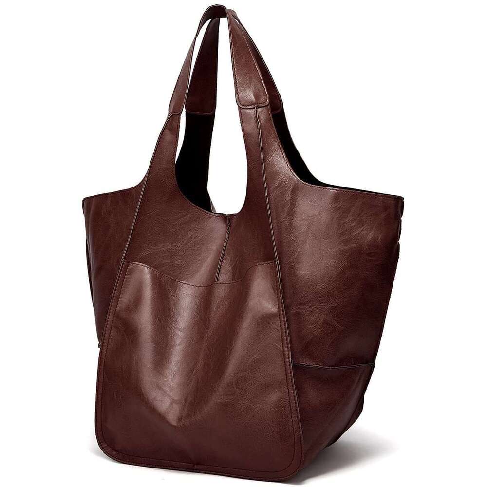 91 2023 New Simple Big Soft Leather Large Capacity One Shoulder Handheld Tote Women's Bag