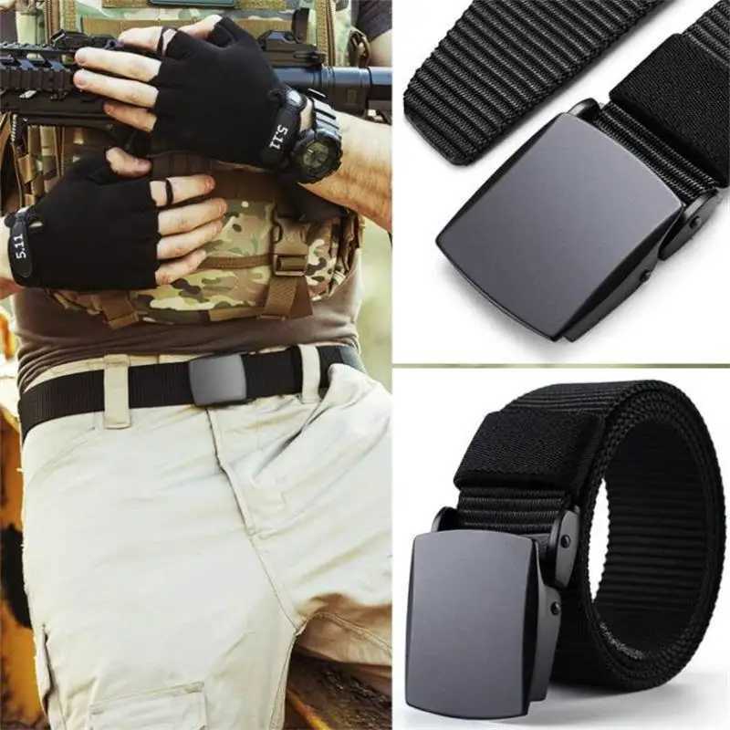 2022 new canvas mens belt fashion black nylon outdoor metal automatic buckle leisure fully matched luxury belt mens wholesale W250326