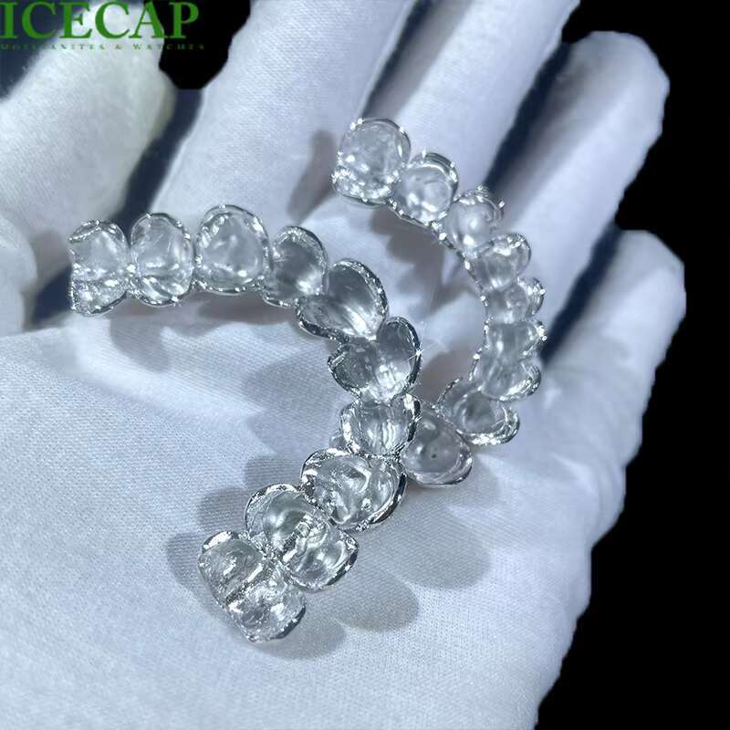 VVS Moissanite Grillz Iced Out White Gold Custom 925 Sliver Hip Hop Fine Jewelry Grillz Teeth Diamond Moissanite Grillz for Men