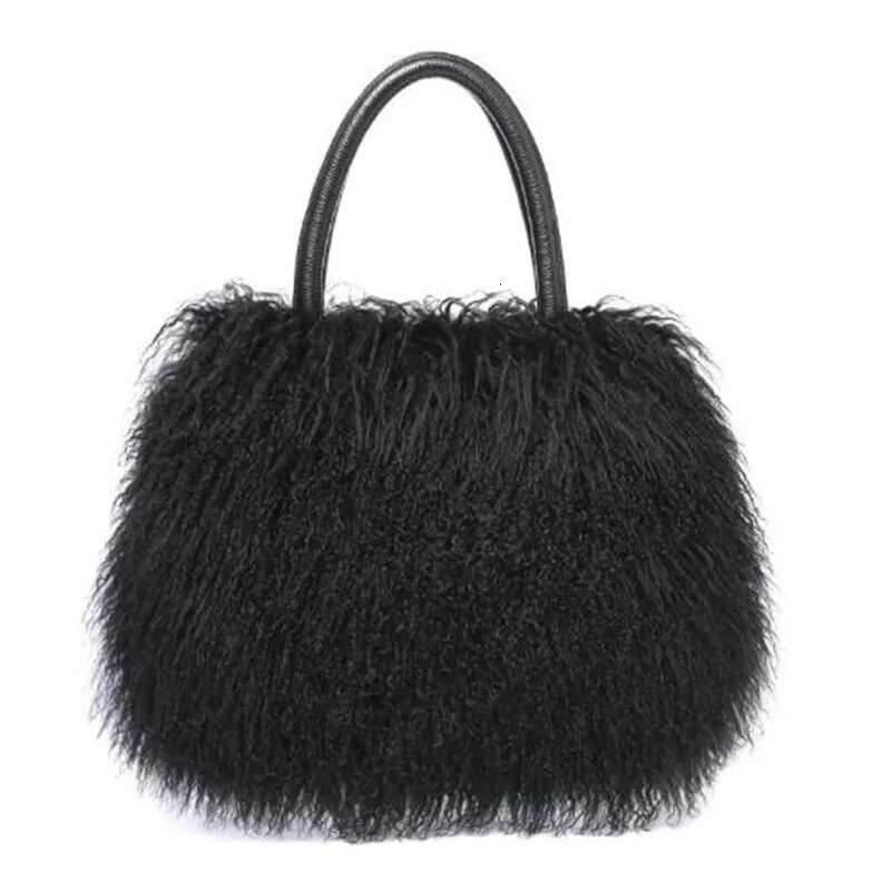 2025 Real Mongolian White Bags Australian Beach Wool Shoulder Ladies Tibet Lamb Fur Wrist Bag Large Capacity