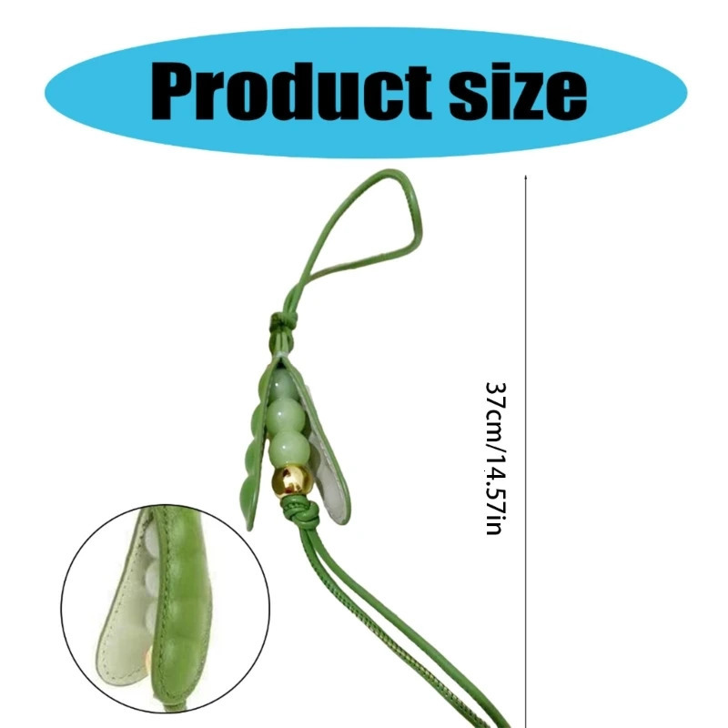 Keychains Creative Fashion Handmade Pea Pendant Keychain Bag Charms Funny Green Glass Beaded Peas Key Rope for Women Girls Gift R250728