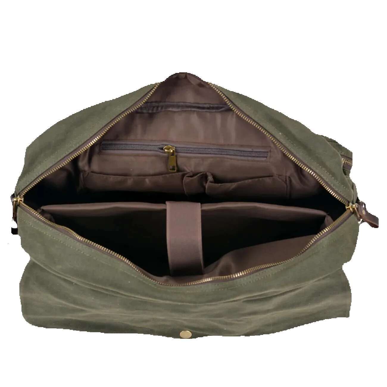 15.6-Inch Thickened First-Layer Cowhide Waterproof Waxed Canvas Briefcase Retro Men's Shoulder Crossbody Messenger Bag