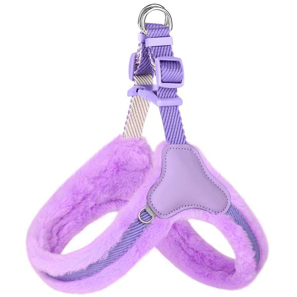 Warm plush dog harness winter dog harness vest adjustable pet vest soft and suitable for small medium large dogs bulldogs pink X250326