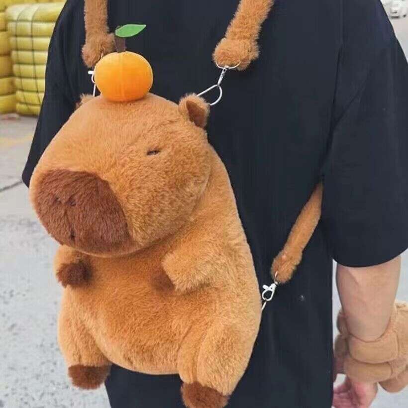 High appearance Capibala backpack plush cartoon bundle pocket cute capybara storage bag new diagonal cross