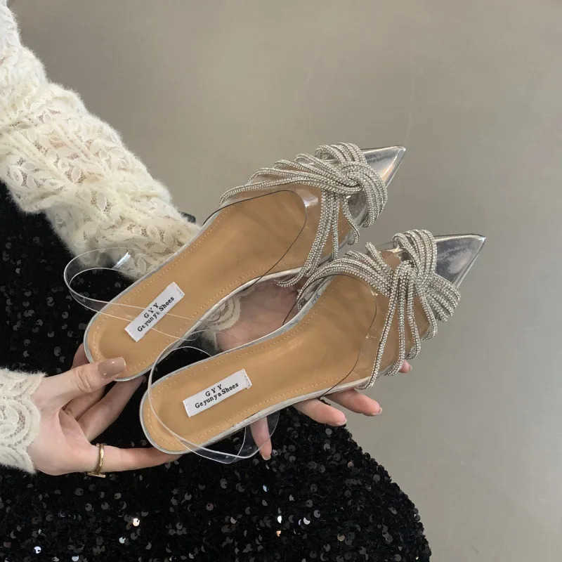 Par Sandals Wan 2024 Cross Ladies Shoes Summer Suit Fem Beige Shallow Mouth New Closed Spring Plastic Girls Cfort Black Z250326