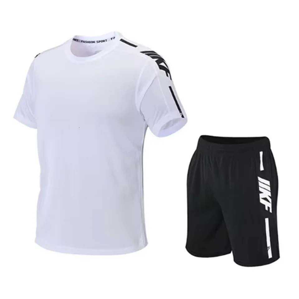 Summer mens Tshirt and shorts sports twopiece set running fitness short sleeved comfortable breathable casual clothing 250326